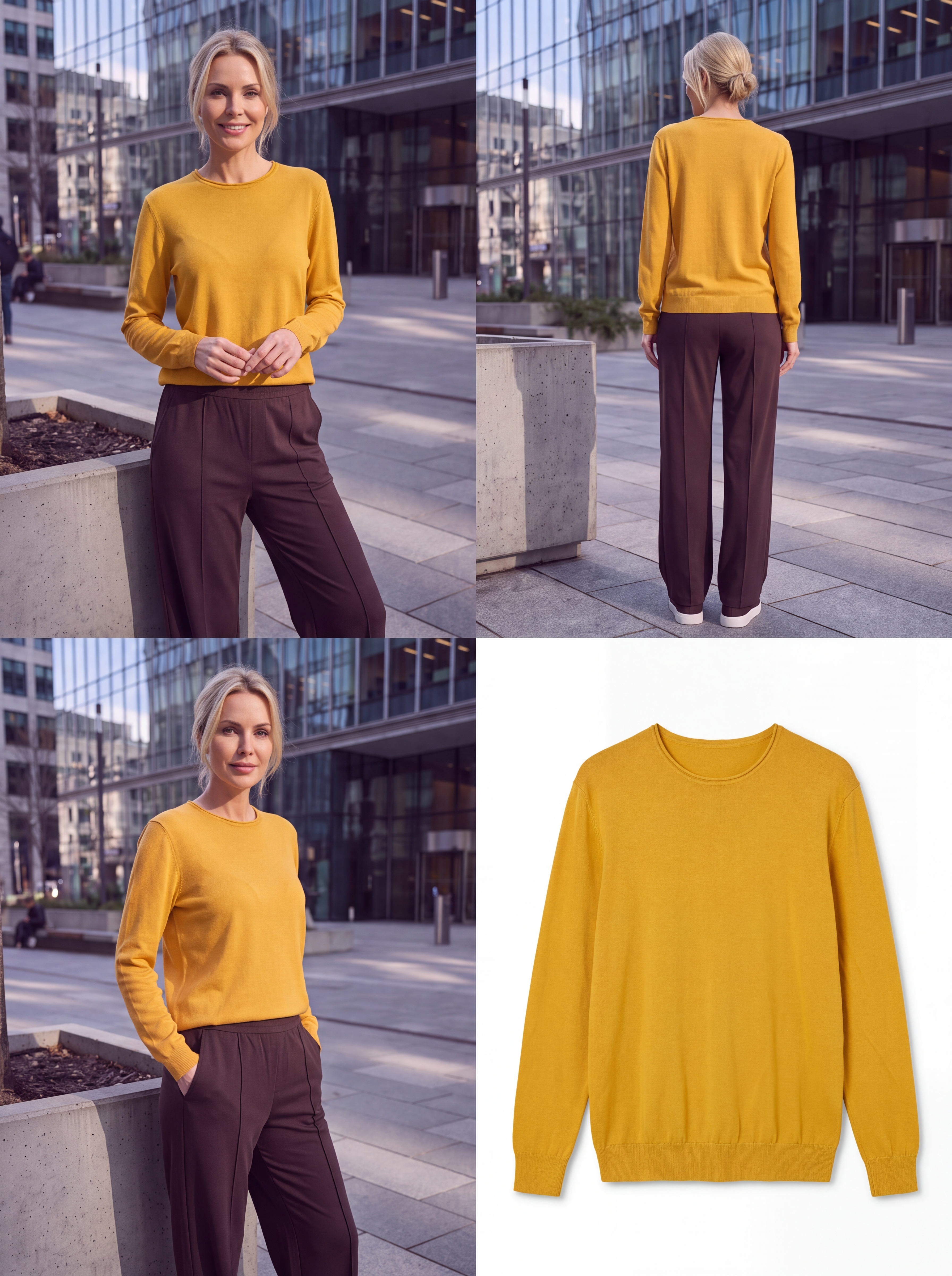 Dámsky pulóver s okrúhlym výstrihom H.WINTER MUSTARD YELLOW horčicovo žltá s.WEAR 3